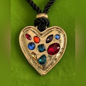 Valentine Chicos sweetheart jeweled padlock necklace/ gold heart w/crystals